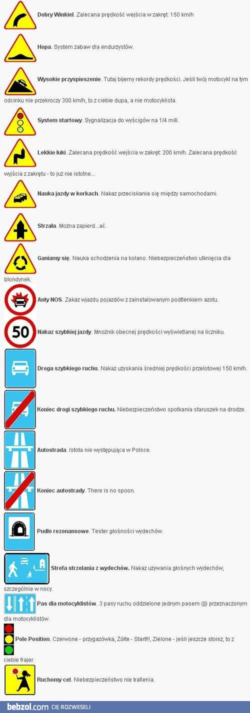 Nauka znaków drogowych dla motocyklistów