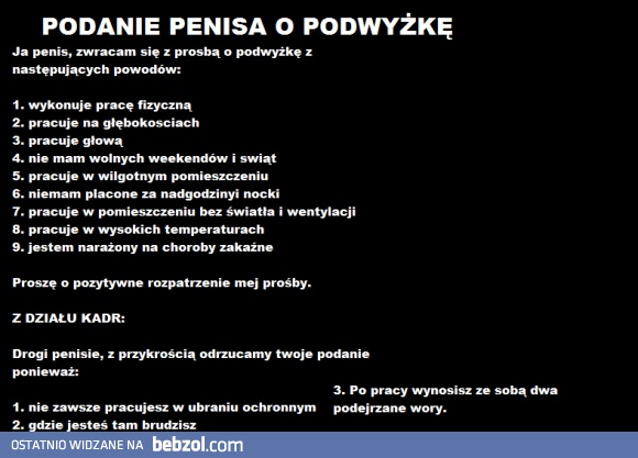 Podanie o podwyżkę 