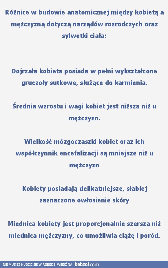 Różnice w budowie anatomicznej między.