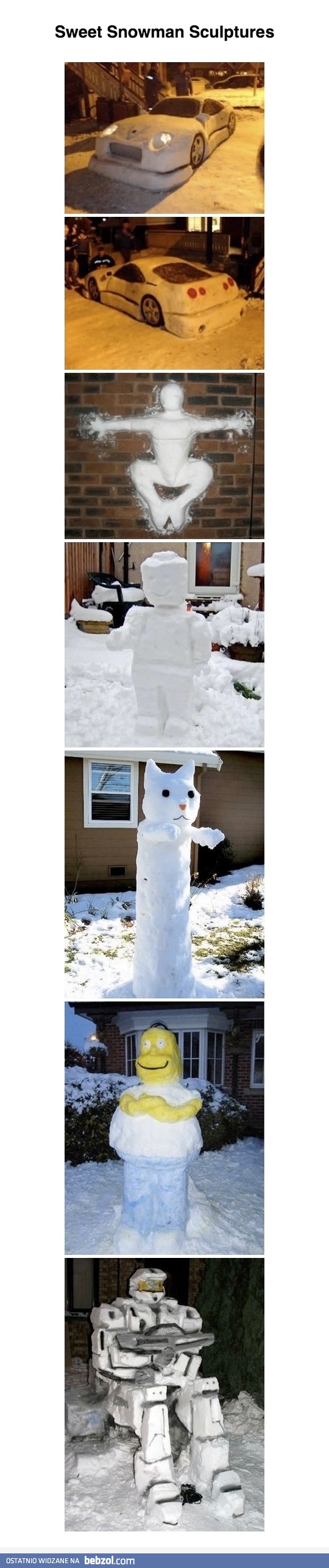 Pomysłowe rzeźby ze śniegu