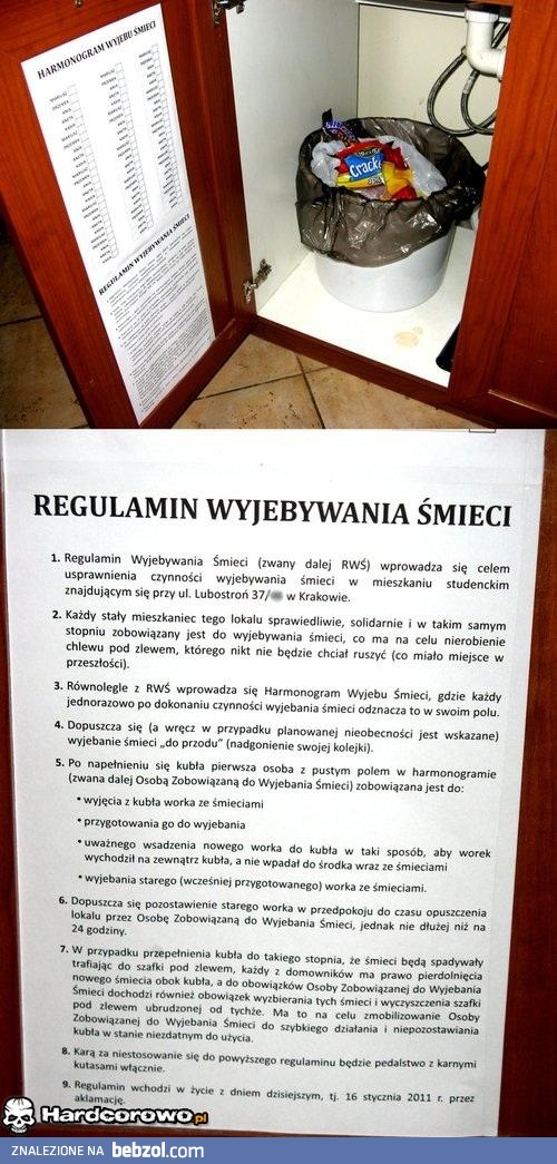 Regulamin wyjeb... śmieci