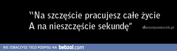 Na szczęście pracujesz całe życie...