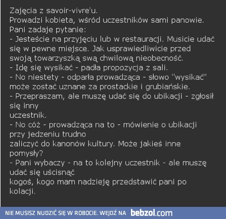 Zajęcia z savoir-vivre'u