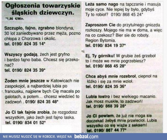 Ogłoszenie towarzyskie