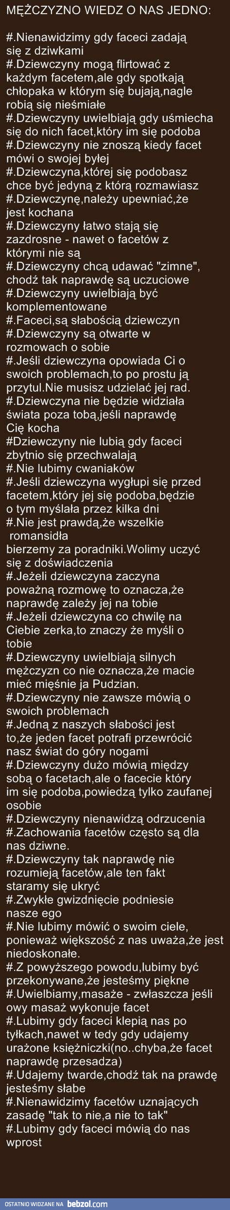 Mężczyzno wiedz o nas jedno