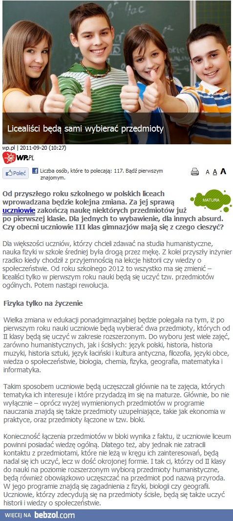 Wybieranie przedmiotów w liceum! 