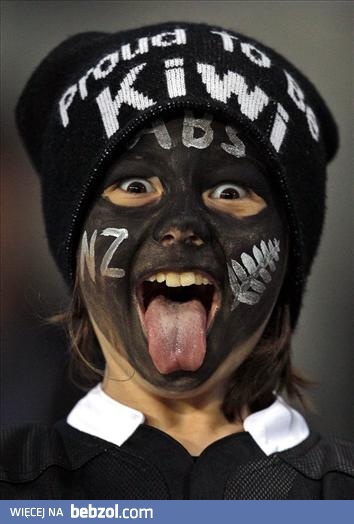 Młody kibic rugby z Nowej Zelandii