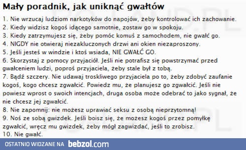 Jak uniknąć gwałtu? 