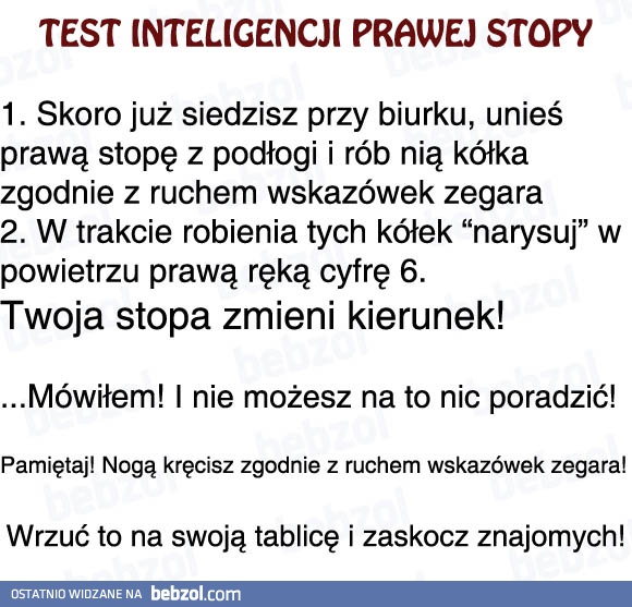 Test inteligencji prawej stopy