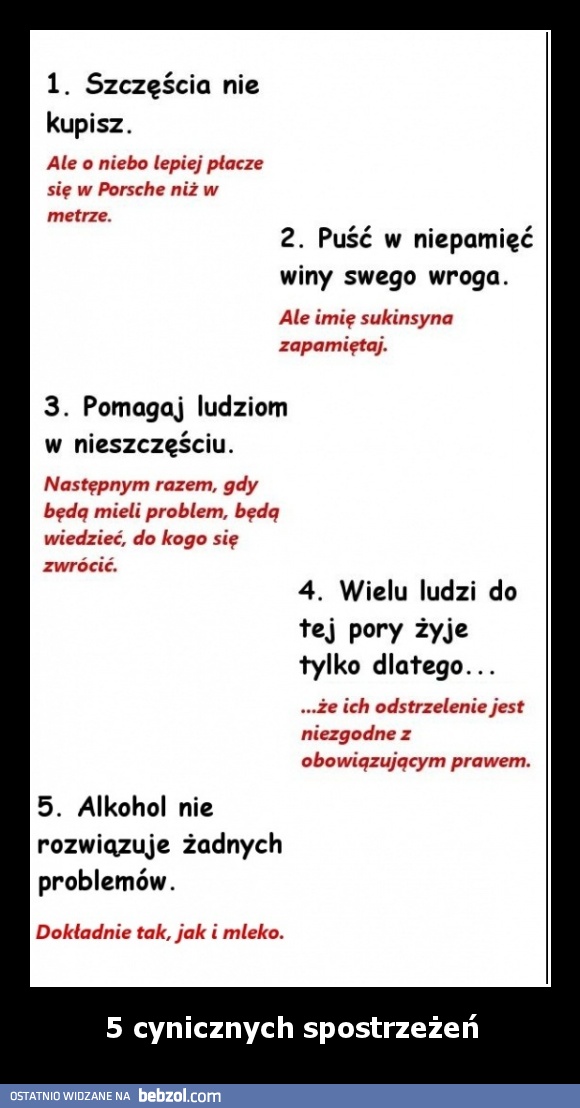 5 cynicznych spostrzeżeń