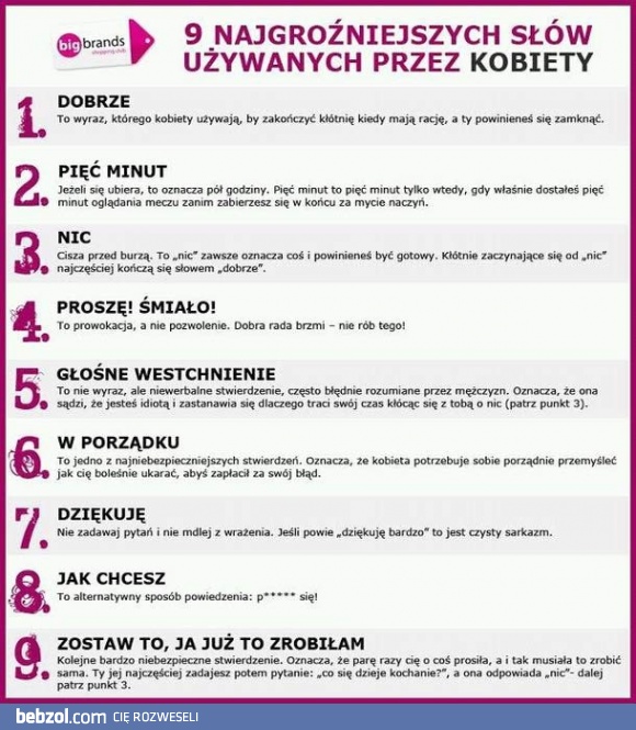 9 najgroźniejszych słów używanych przez kobiety