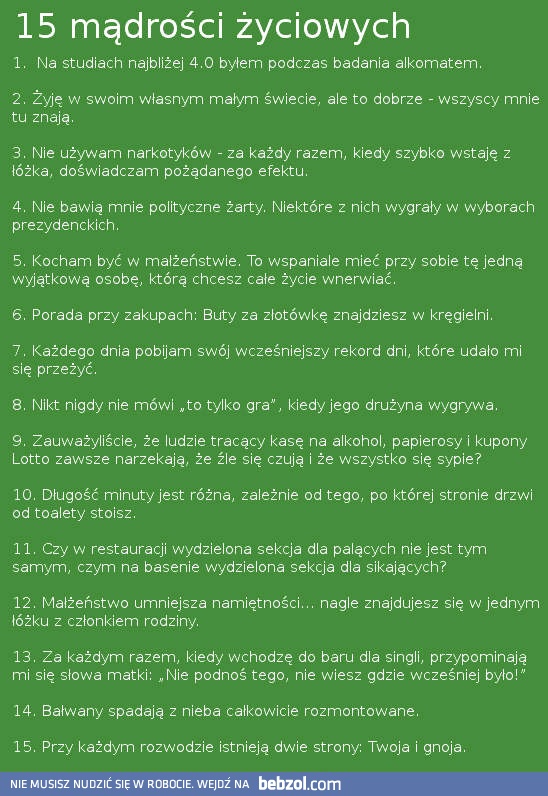 15 mądrości życiowych