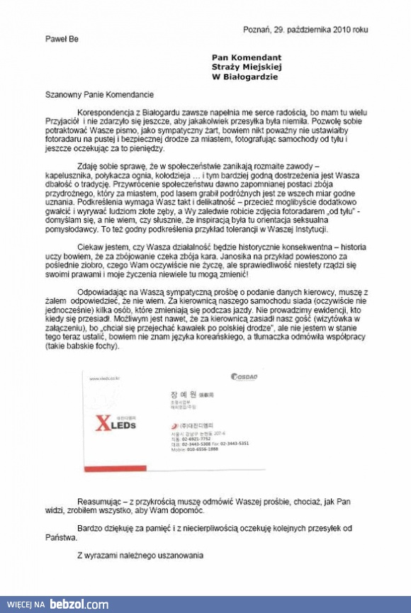 Korespondencja z Białogardu