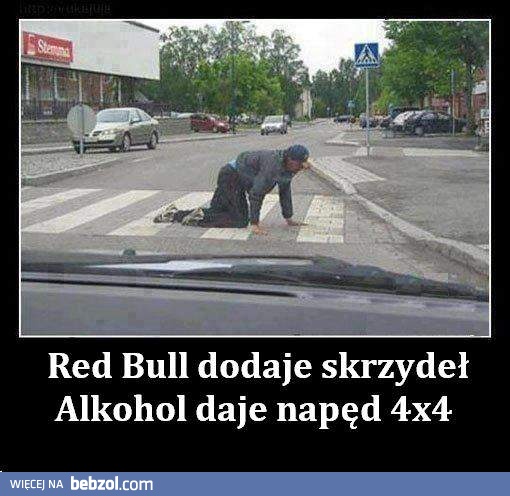 Redbull dodaje skrzydeł, a alkohol...