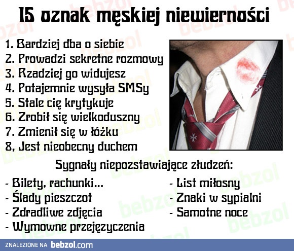 15 oznak męskiej niewierności