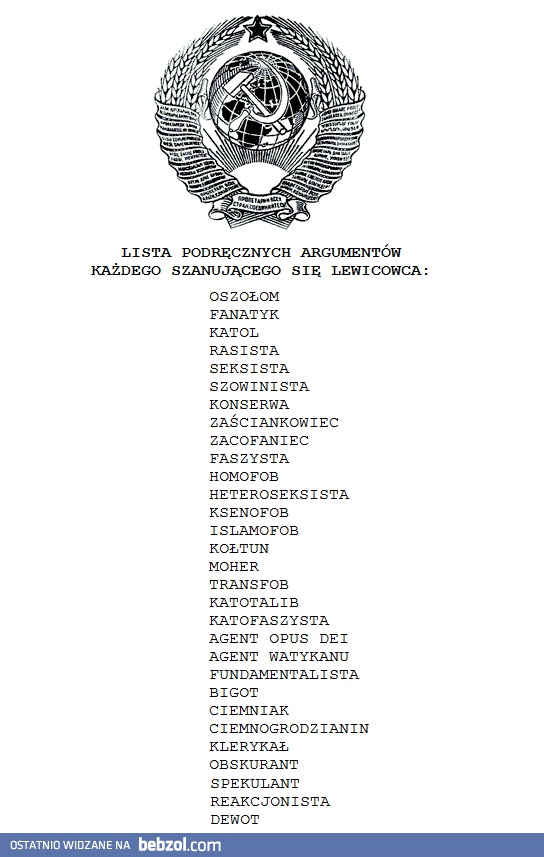 Lista lewicowych argumentów