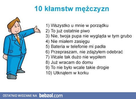 10 kłamstw mężczyzn