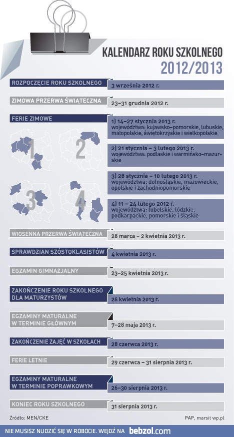 Kalendarz roku szkolnego 2012/2013