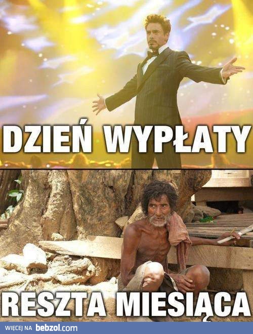 Dzień wypłaty vs reszta miesiąca