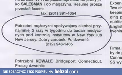 Praca dla mężczyzny spożywającego alkohol