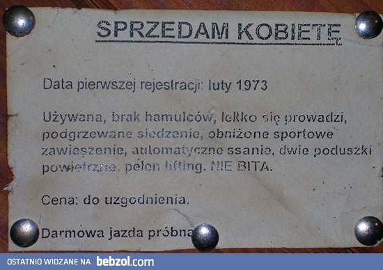 Sprzedam kobietę