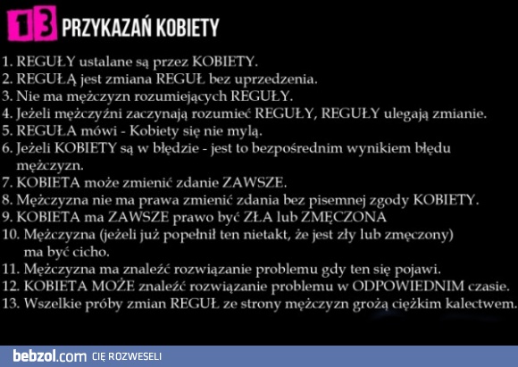 13 przykazań kobiety