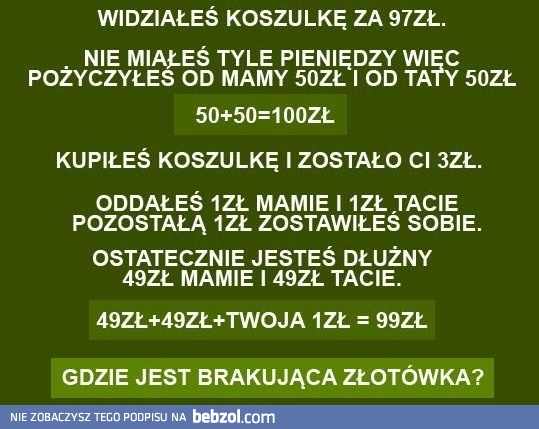 Gdzie jest brakująca złotówka?