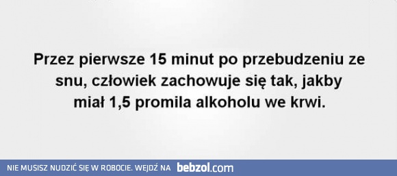 Przez pierwsze 15 minut po przebudzeniu...