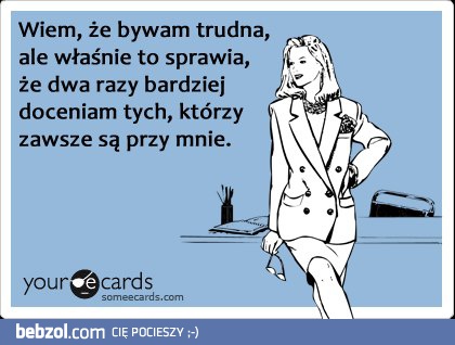 Wiem, że bywam trudna