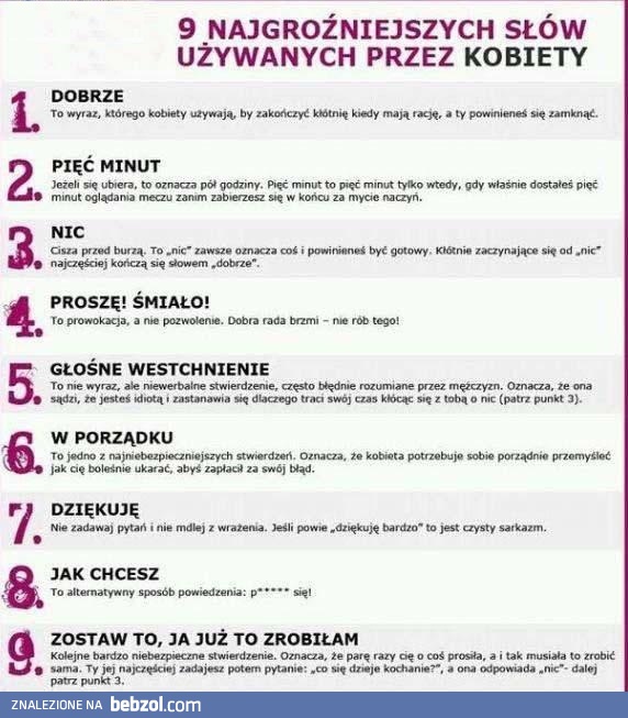 9 najgroźniejszych słów używanych przez kobiety