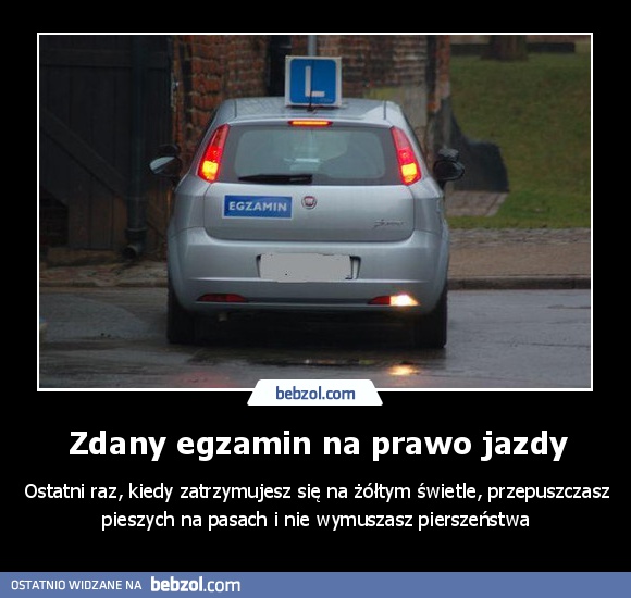 Zdany egzamin na prawo jazdy