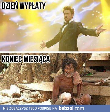 Dzień wypłaty i koniec miesiąca