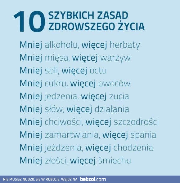 10 prostych zasad zdrowszego życia