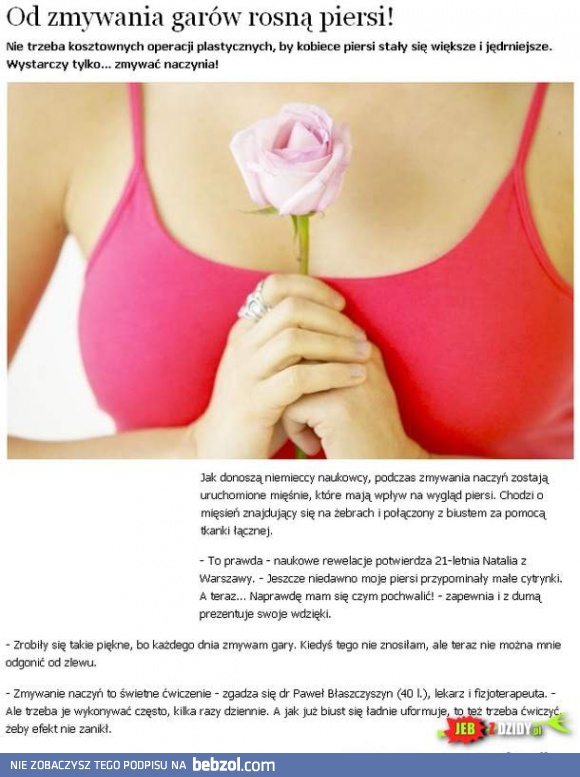 Od zmywania garów rosną piersi!