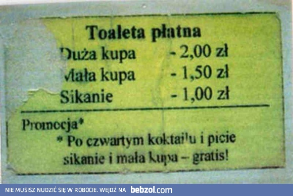 Toaletowy cennik