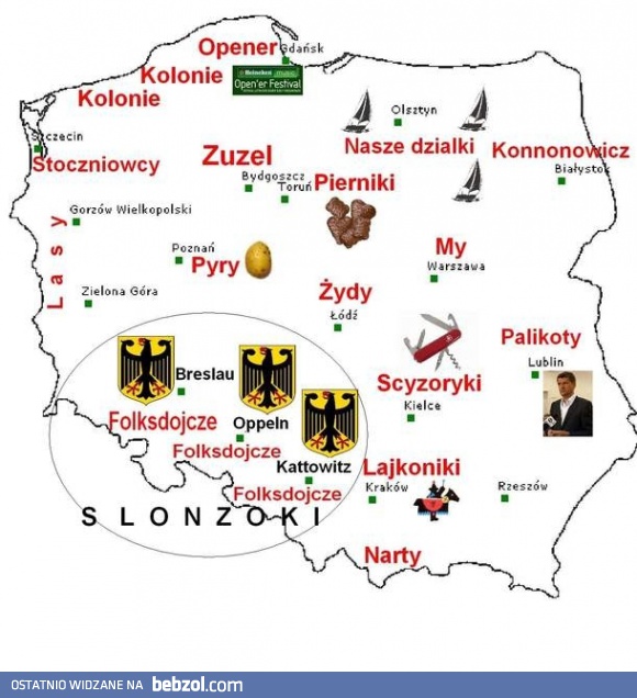 Mapa Polski według Warszawiaków