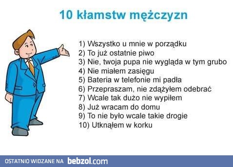 10 najpopularniejszych kłamstw mężczyzn