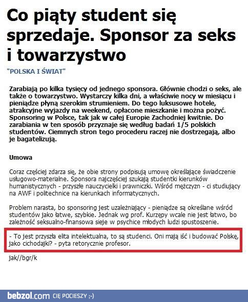 Co piąty student się sprzedaje