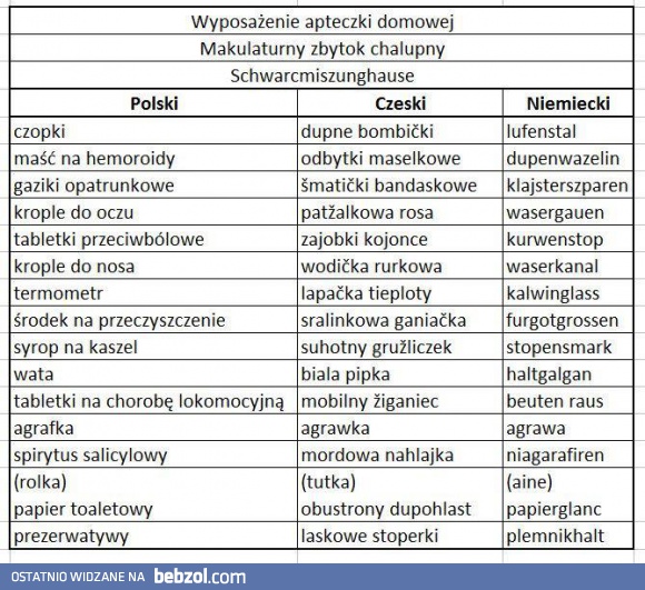 Wyposażenie apteczki