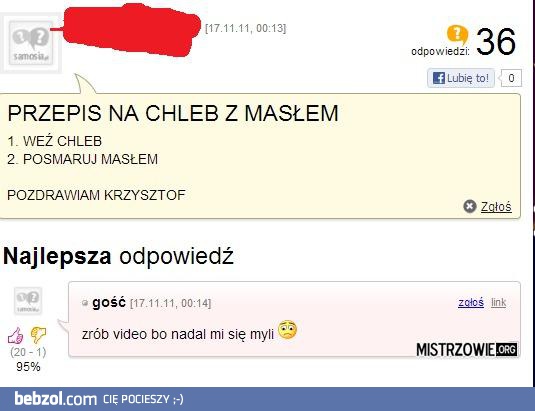 Przepis na chleb  masłem