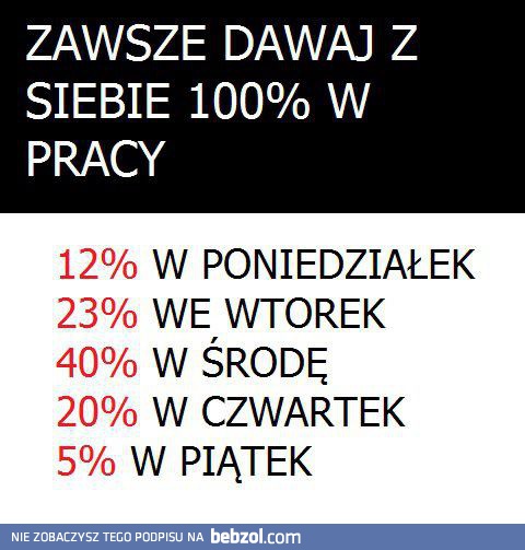 Zawsze dawaj z siebie 100%