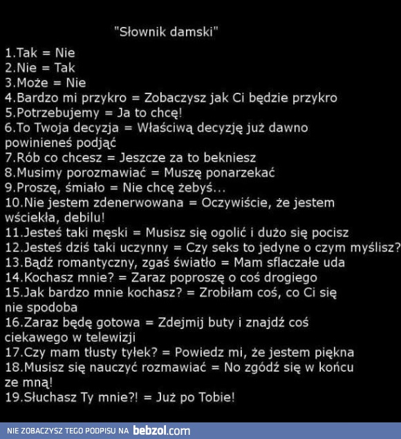 Damski słowniczek