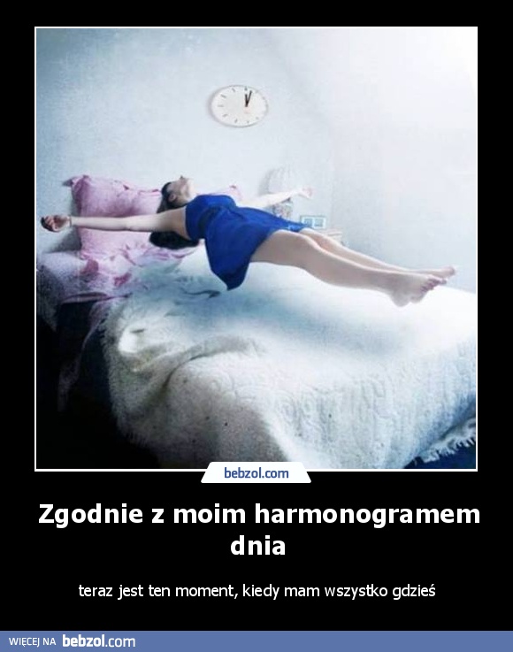 Zgodnie z moim harmonogramem dnia