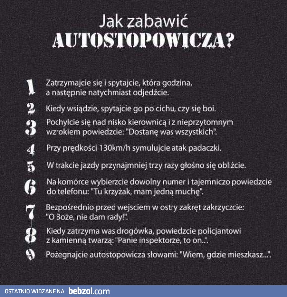 Jak zabawić autostopowicza?