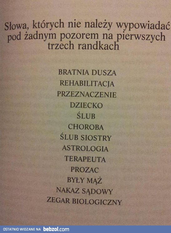 Słowa, których nie należy wymawiać na pierwszych spotkaniach