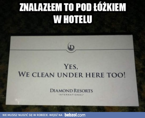 Niespodzianka pod hotelowym łóżkiem