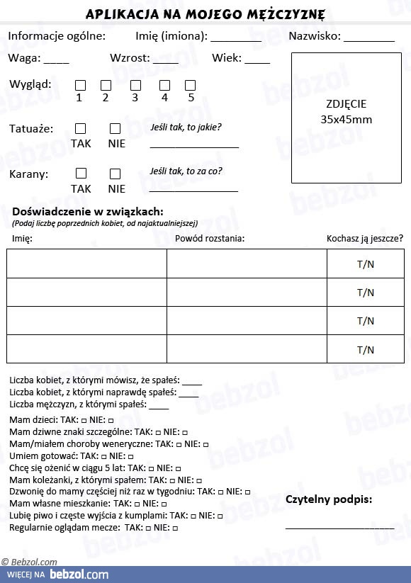Aplikacja na mojego mężczyznę