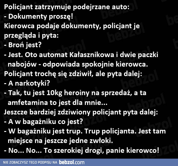 Policjant zatrzymuje podejrzane auto...