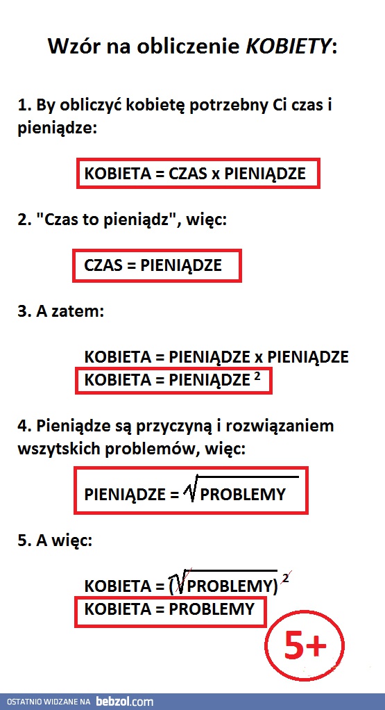 Wzór na obliczenie kobiety