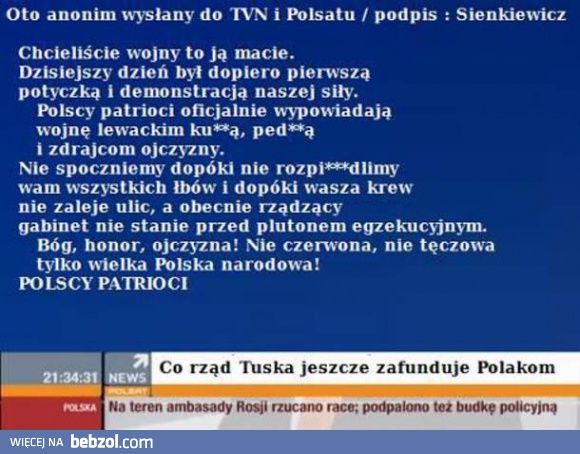 Anonimowy list do TVN i Polsatu